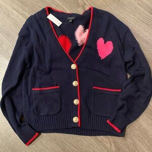 TALBOTS WOMENS V-NECK CARDIGAN - TIPPED HEART Petite Small